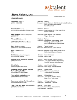 Steve Nelson CAS Resume