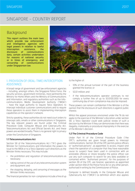 Singapore – Country Report