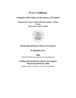 Papers of Eva Le Gallienne