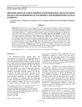 Stenotrophomonas Maltophilia and Burkholderia Cepacia Complex