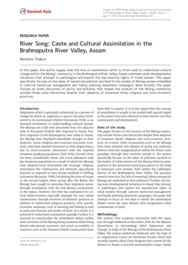 Caste and Cultural Assimilation in the Brahmaputra River Valley, Assam Nimisha Thakur