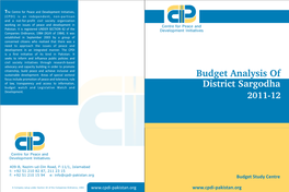 Sargodha Budget Analysis