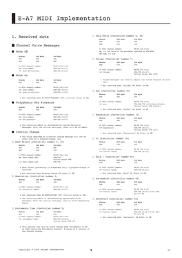 E-A7 MIDI Implementation