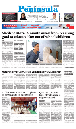 Sheikha Moza: a Month Away from Reaching Goal to Educate 10M out of School Children