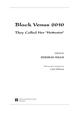 Black Venus 2010 They Called Her “Hottentot”