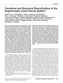 Functional and Structural Diversification of the Anguimorpha Lizard Venom System*