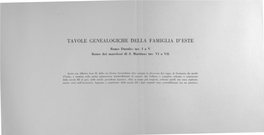 Tavole Genealogiche Della Famiglia D'este