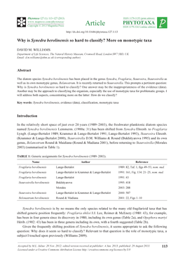 Why Is Synedra Berolinensis So Hard to Classify? More on Monotypic Taxa