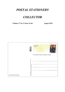 Postal Stationery Collectors to Maintain Contact with Other Stationery Collectors and to Learn More About Their Hobby
