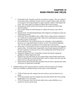 Chapter 10 Bond Prices and Yields