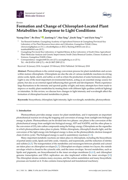 Formation and Change of Chloroplast-Located Plant Metabolites in Response to Light Conditions
