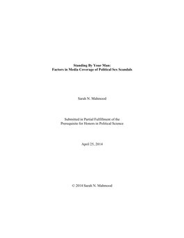 Factors in Media Coverage of Political Sex Scandals Sarah N. Mahmood