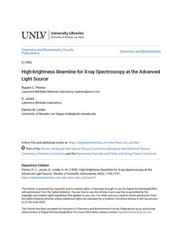 High-Brightness Beamline for X-Ray Spectroscopy at the Advanced Light Source