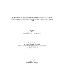 Transcriptomic Profiling of Vascular Endothelial Growth Factor-Induced Signature Genes in Human Cervical Epithelial Cells A