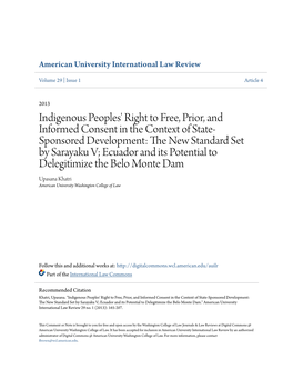 Indigenous Peoples' Right to Free, Prior, and Informed Consent in The