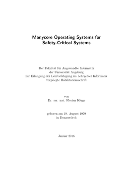 Manycore Operating Systems for Safety-Critical Systems