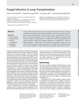 Fungal Infection in Lung Transplantation