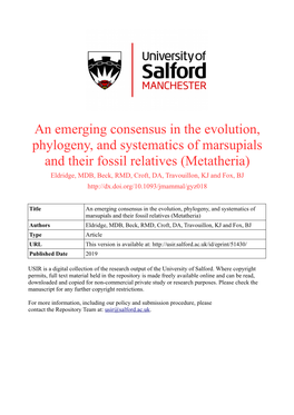 An Emerging Consensus in the Evolution, Phylogeny, And