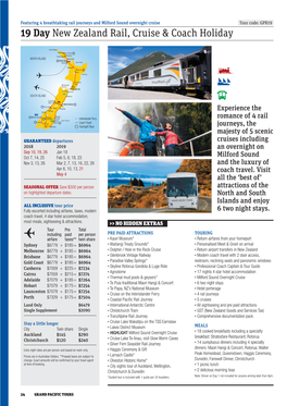 19 Day New Zealand Rail, Cruise & Coach Holiday