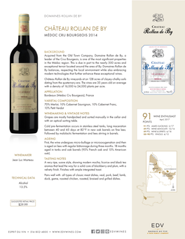 Château Rollan De by Médoc Cru Bourgeois 2014