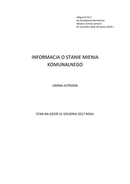 Informacja O Stanie Mienia Komunalnego