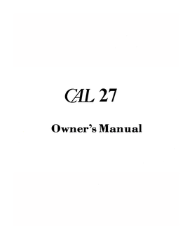 Cal 27 Owners Manual