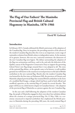 The Manitoba Provencial Flag and British Cultural Hegemony In