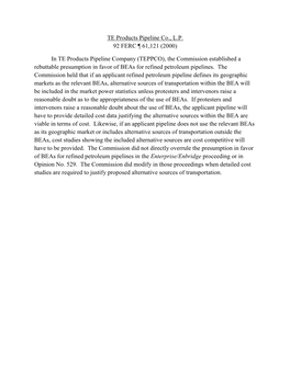 TE Products Pipeline Co., L.P. 92 FERC ¶ 61,121 (2000)