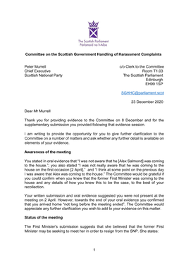 Letter from the Convener to Peter Murrell, 23