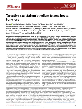 Targeting Skeletal Endothelium to Ameliorate Bone Loss