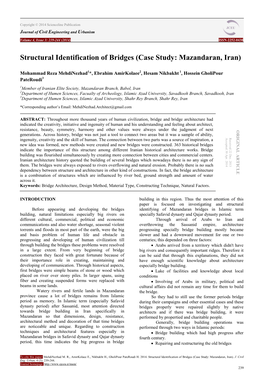 Structural Identification of Bridges (Case Study: Mazandaran, Iran)