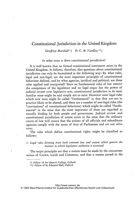 Constitutional Jurisdiction in the United Kingdom