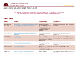 Alumni Engagement Calendar