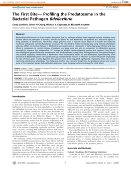 Profiling the Predatosome in the Bacterial Pathogen Bdellovibrio