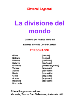 La Divisione Del Mondo