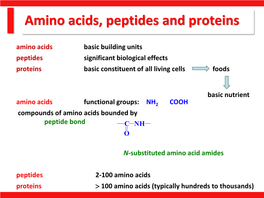 Amino Acids, Peptides and Proteins