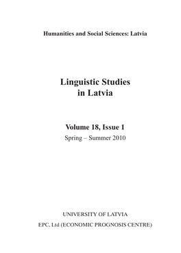 Linguistic Studies in Latvia