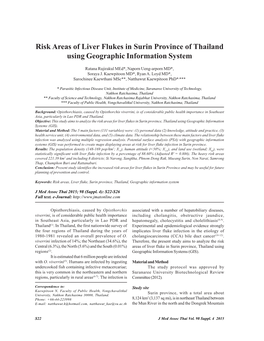 Risk Areas of Liver Flukes in Surin Province of Thailand Using Geographic Information System