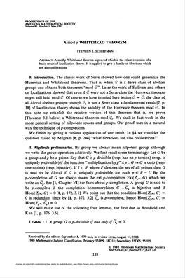 A Modp WHITEHEAD THEOREM