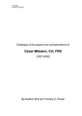 César Milstein, CH, FRS (1927-2002)