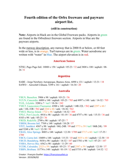 Fourth Edition of the Orbx Freeware and Payware Airport List