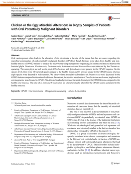 Microbial Alterations in Biopsy Samples of Patients with Oral Potentially Malignant Disorders