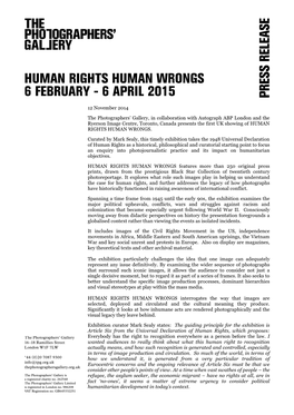 Human Rights Human Wrongs 6 February - 6 April 2015