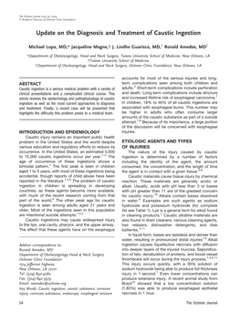 Update on the Diagnosis and Treatment of Caustic Ingestion