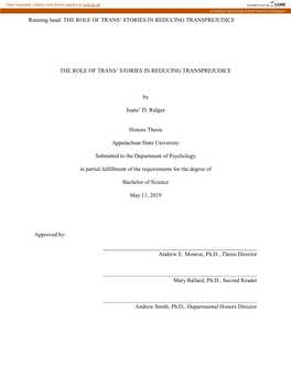 The Role of Trans' Stories in Reducing Transprejudice