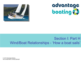 Section I: Part H Wind/Boat Relationships - ‘How a Boat Sails’