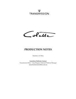 Production Notes