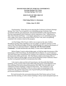 2018 SECOND CIRCUIT JUDICIAL CONFERENCE Saratoga Springs City Center Saratoga Springs, New York