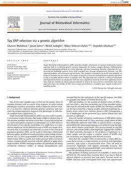 Tag SNP Selection Via a Genetic Algorithm