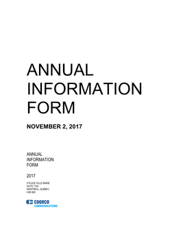 CCA.2017 Annual Information Form